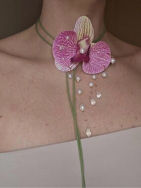 Etsy Orchid Pink Floral Pendant Necklace